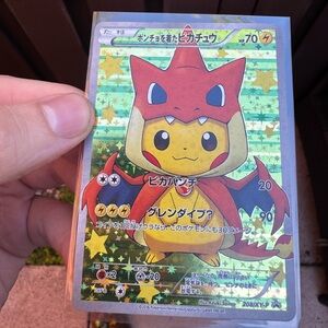 Pokemon TCG Poncho Wearing Pikachu Mega Charizard Y Promo 208/XY-P ***RARE***
